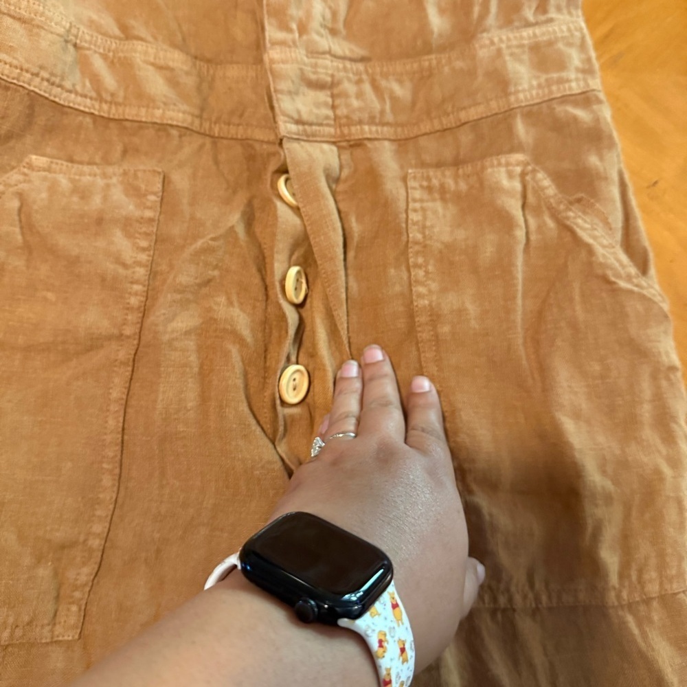 MATE the Label Long Sleeve Linen Jumpsuit Boilersuit Light Brown Sz XS Relaxed - Picture 9 of 16